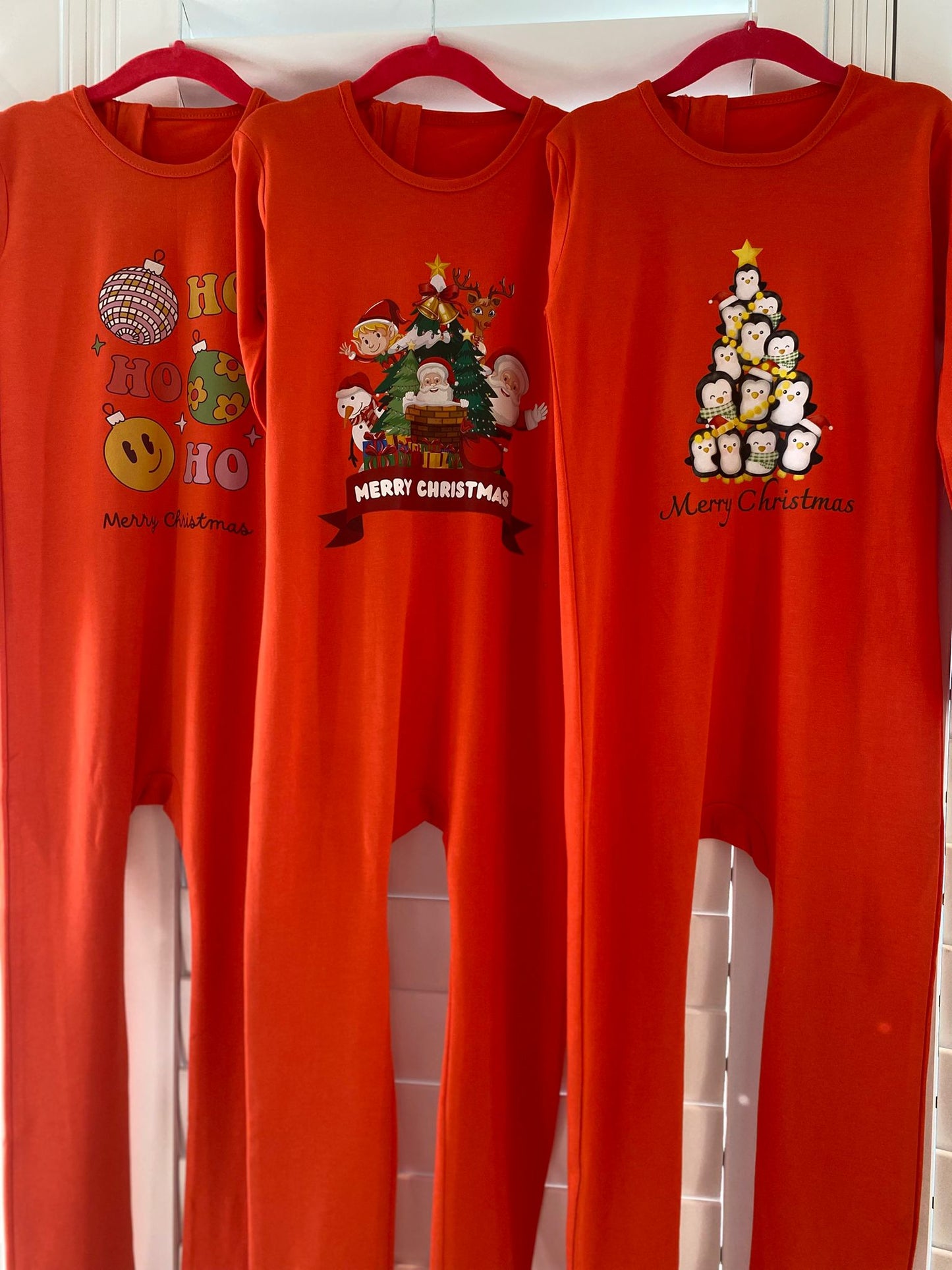NEW Xmas Prints on Red Body Onesies