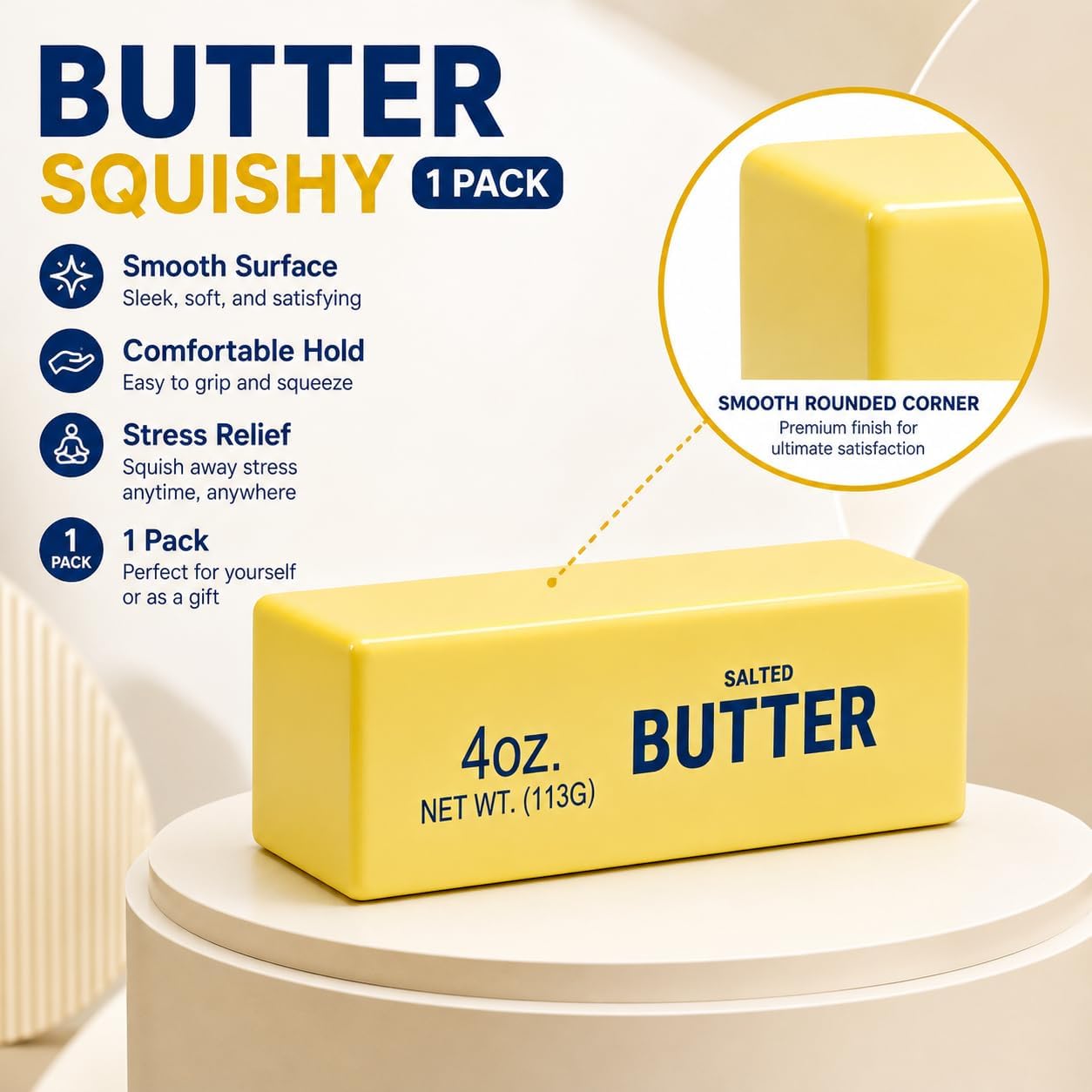 Salted Butter Medium Slow Rising Squeezy Squishy Toy 13cm